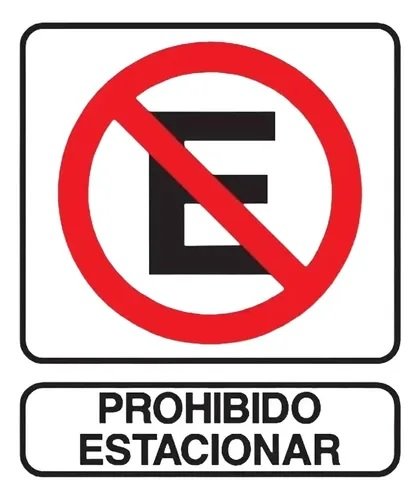 CARTEL PROHIBIDO ESTACIONAR 22X26cm